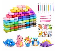 Air Dry Clay Adult Air Dry Ultra Light Magic Clay, No-Toxic Modeling Clay&Dough,Air Dry Clay 89-Piece Set - 72 Colours Ultra-Light Modelling Clay with Sculpting&Embossing Tools Plus Dinosaur Stickers