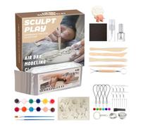 Air Dry Clay for Kids - Soft Safe Kids Clay with 12-Color Paint | Ceramic & Pottery Supplies for Valentines Halloween Teen Painting Christmas Classroom Outdoor Family Birthday
