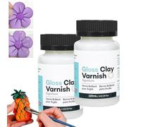 Air Dry Clay Glaze, 120ml Gloss Varnish for PolymerClays & Air Dry Clay, 2Pack Waterproof Colourless C-lay Glaze with Glossy Effect, Preventing Crazing Waterproof Crafting Tool for Studio Ceramics Oil