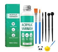 Air Dry Clay Glaze Clay Varnish with Brush Paintbrush and Indentation Stick Prevent Clay from Cracking Scratching and Scuffing for Craft Pottery Oil Painting Wood (120ml)
