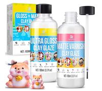 Air Dry Clay Glaze Kit - 200ml Polymer Clay Glaze & Varnish for Air Dry Clay - High Gloss & Matte Sealant, Waterproof, Scratch-Resistant Finish for Pottery, Sculptures & Ceramics, Non-Toxic Clay Gloss