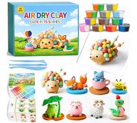 Air Dry Clay Kit for Adults & Kids - 24pc Complete Modelling Clay Set with Cute Pets Instructions - No Bake DIY Pottery Alternative to Polymer Clay & Plasticine - Creative Arts & Crafts Gift