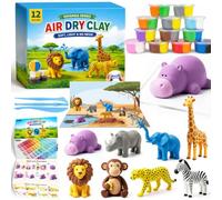 Air Dry Clay Kit for Adults & Kids - 24pc Complete Modelling Clay Set with Cute Pets Instructions - No Bake DIY Pottery Alternative to Polymer Clay & Plasticine - Creative Arts & Crafts Gift (C)