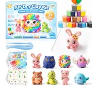 Air Dry Clay Kit for Adults & Kids, Complete Modeling Clay Set with Cute Pets Guide, No Bake DIY Pottery Alternative to Polymer Clay & Plasticine, Creative Arts & Crafts Gift Set