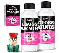 Air Dry Clay Varnish 200ml, High Gloss Varnish, Ceramic Glaze, Clear Clay Sealant with Brushes for Craft Pottery, Acrylic Painting and Wood, Prevent Cracking Scratches Wear, Waterproof