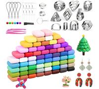 Air Dry Polymer Clay Kit - 64 Colour Modelling Clay Set with 3 Sculpting Tools & 87 Accessories - Soft Non-Toxic Craft Clay for Kids - DIY Jewellery, Charms, Decorations & Creative Gifts - 2