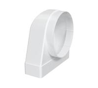 Air Duct Transformer, 125mm Round to 60mm x 204mm Flat Channel, 90-Degree Angle Adapter Elbow