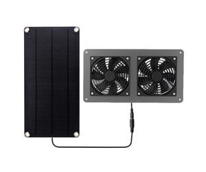 Air Farm Fan Dual Fan Solar Panel Powered For Dog Chicken House Greenhouse6891 [EEK: Universal]
