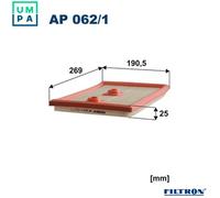 AIR FILTER AP 062/1 FOR SKODA OCTAVIA/III/Combi VW GOLF/VII JETTA/SportWagon Q3