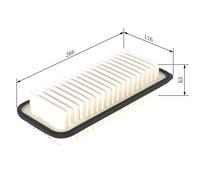 BOSCH Air Filter for Toyota Yaris 1NDTV 1.4 Litre February 2003 to August 2005