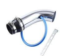 Air Filter Intake Pipe 3'' Inch 76mm Universal Aluminum Car Air Intake Pipe Kit Pipes Cold Air Intake System Duct Tube Kit Air Filter Red Blue Silver(Silver)