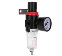 Air Filter Pressure Regulator Gauge with 1/4in BSP Port, 0-10 Bar Range, 20 Micron Filter and Semi - Automatic Drain Valve for Compressed Air Systems