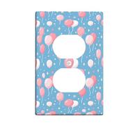 Air-Float Balls Duplex Outlet Covers Wall Plate, Celebratory Playful Stars Clouds Celebration Blue Plastic Standard Size Wall Plates for Electrical Outlets for Home Living Room New Apartment Decor
