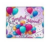 Air-Float Balls Small Mouse Pad, Festive Playful Ribbons Confetti Celebration Blue Square Rubber Smooth Mini Travel Desk Mousepad Idea for Home Office Desk Laptop Gamers Gift Square 8x10 Inch