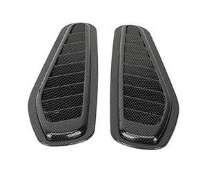 Air Flow Intake Cover,2pcs car custom stick on bonnet Carbon Fiber fibre Style Car Air Flow Intake decal Decorative Scoop Bonnet Vent vents Hood Cover Universal