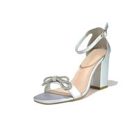 Air Foot Ladies Black Sandal Women's Open Toe Buckle Block High Heels Glitter Wedding Ankle Strap Slip On Party Dress Sandals UK Sizes 3-8