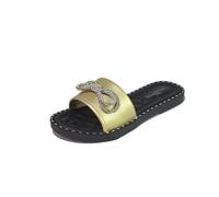 Air Foot Ladies Black Slippers Flat Slip-On Sliders for Summer Holiday Women's Diamante Bow Sandals UK Size 3-8