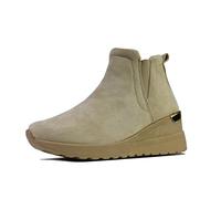 Air Foot Ladies Black Wedge Heel Casual Elastic Side Ankle Boots Black Faux Suede Shoes Women's Comfortable Slip On Boots UK Size 3-8