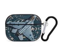 Air Force Fighter Jet AirPods Pro Case Cover with Keychain Ring PC Hard Shell Protective Case for AirPods Pro 2nd for Women Men Generation Easy Open Full Drop Protection Cover Black-Style