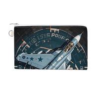 Air Force Fighter Jet Purse Zipper Change Purse, Coin Purse for Outdoor, Canvas Thin Pocket Travel Wallets Women Man Clutch Bag for Coin Cards Keys (7.4x 4.6 Inches)