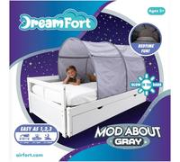 AIR FORT Original DreamFort - Pop Up Portable Twin Bed Canopy - Glow in The Dark Stars (Mod About Gray)