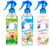 Air Freshener 3 Piece Spanish Cleaning Products Giftset Bundle, White Jasmine, Ocean Breeze & Spring Scents, Long-Lasting 12-Hour Fragrance, 400ml Odour Eliminator Spray, for Home, Car, Office