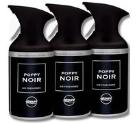 Air Freshener Spray Poppy Noir - 250ml Designer Scent with Notes of Patchouli, Saffron & Jasmine for an Elegant, Long-Lasting Fragrance Experience, pack of 3