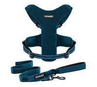 Air Frontier Mesh Dog Harness with and Reflective Dog Leash Set, Reflective Stitching, and Lightweight Breathable No-Pull Design, Adjustable Neck and Chest Straps for Small to Large Breeds - BUW, XS