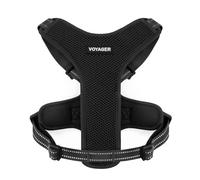 Air Frontier Mesh Dog Harness with Steel Leash D-Ring, Reflective Stitching, and Lightweight Breathable No-Pull Design, Adjustable Neck and Chest Straps for Small to Large Breeds - BK, S