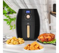 HOMCOM Air Fryer 5.5L 1700W with Digital Display Rapid Air Circulation Adjustable Temperature 60Min Timer Preheat Dishwasher Safe Basket for Healthy Oil Free Low Fat Cooking, Black & Rose Gold