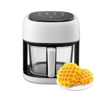 Air Fryer 4.5L Oilless Hot AirFryer 1350W Healthy Cooker Small Oven with 8 Presets, Digital LCD Touch Screen, Visual Cooking Window, Non-Stick Basket (Color : White, Size : 4.5L)