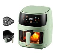 Air Fryer 5L Visual Window, 1350W Rapid Digital Air Fry with Touch Screen, Max temp 230°C, Digital Display 8 Cooking Functions, Glass Window, Dishwasher Safe Basket(Green) green