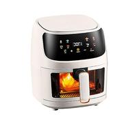 Air Fryer 5L Visual Window with Touch Screen, Max Temp 230°C, Digital Display 8 Cooking Functions, Easy to Clean, Nonstick 1350W, Dishwasher Safe Baskets white