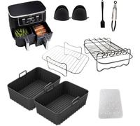 Air Fryer Accessories 13PCS by A2Z2U Group. Air Fryer Liners for Ninja/Tower/Salter 7.6-9.5L. Best for Easy Cooking. Includes Disposable and Silicone Liners. Made from Silicone with Metal Racks.