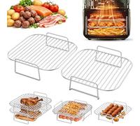 Air Fryer Accessories, 2Pcs Air Fryer Racks for 5.5-8.6L Square AirFryer
