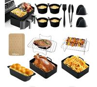 Air Fryer Accessories 9pcs for Ninja - 2024 Upgraded Air Fryer Accessories for Ninja AF400UK | AF451UK | Tower T17088 - Compatible with 7.6L-9.5L Dual Zone Air Fryer & Oven & Microwave
