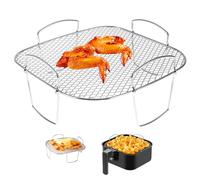 Air Fryer Accessories Air Fryer Rack, Stainless Steel Air Fryer Liner Grid Holder, 20.5x20.5x10cm Stainless Steel Air Fryer Basket Food Dehydrator Rack Meat Grill for Air Fryer