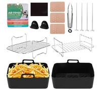 Air Fryer Accessories Compatible with Oven Microwave, Including Silicone Air Fryer Liner, Racks, Gloves, Cheat Sheet etc, 9pcs Ninja Air Fryer Accessories for Ninja AF400UK & AF451UK & Tower T17088