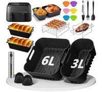 Air Fryer Accessories for Philips Airfryer Dual Basket 3000 Series NA350/NA550 Hot Airfryer Accessories 23PCS Included Silicone Mould, Grilling Rack, Cake Moulds, Gloves, Oil Brush, Tong, etc