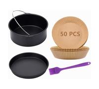 Air Fryer Accessories, Includes 7 inch Cake Barrel, Pizza Pan and 50Pcs Air Fryer Liners Baking Paper