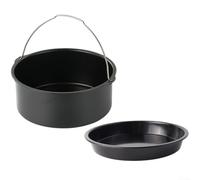 Air Fryer Accessories Set, 2Pcs Non-Stick Cake Baking Tray And Pizza Pan, For 6 7 8 Inch Baskets, Carbon Steel Dishwasher Safe Kitchen Tools(6in)