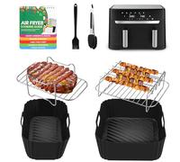 Air Fryer Accessories Set for Tefal Easy Fry 5.2l/3.1l, Large&Small Air Fryer Liners Compatible with Tower T17099 5.2l/3.3l, Lakeland 5l/3l&Salter Ek5729 Dual Drawer 5.5l/3.5l Air Fryer