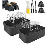 Air Fryer Accessories, Set of 9 Ninja Air Fryer Accessories for Ninja AF451UK AF300UK AF400UK Tower T17088 Including Silicone Liner for 7.6-9.5L Air Fryer Dual Racks Silicone Gloves Oil Sprayer etc