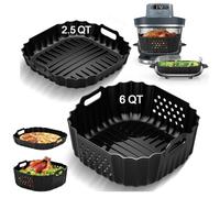 Air Fryer Accessories Silicone Liners for Ninja Crispi Pro AS101CY | AS101DG/AS101LG Big Liner for 6 QT Glass Container & Small Liner for 2.5 QT Glass Container, 2 Pcs Reusable Accessories