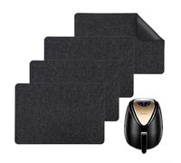 Air Fryer Accessory Mat Non Slip Heat Resistant(4pcs) | for Soft felt for top layer, dense silicone bottom, protects for granite, for durable rubber blend, black modern design