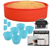 Air Fryer Baking Pan Set For Ninja Foodi Grill 5-in-1 AG301 4qt, Freezer & Airfryer Bakeware Sets with Cupcake Liners & Kitchen Conversion Chart, Nonstick Round Cake Molds for Baking