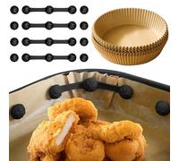 Air Fryer Baking Paper Magnetic Clips Set - GoaePode 100Pcs Parchment Paper & 4Pcs Black Magnetic Clips Baking Sheets Cooking Accessories, Kitchen Gadgets for Hobs Stainless Steel Surface