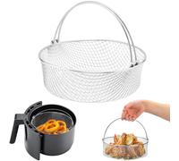 Air Fryer Basket, 8Qt Air Fryer Replacement Accessory Mesh Basket with Handle, 18/8 Round Stainles Steel Steamer Basket for Air Fryer, Instant Pot, Oven, Steamer Basket, Household Frying Food Basket