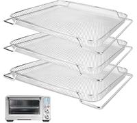 Air Fryer Basket for Breville Smart Oven Air Fryer Pro, 3pcs Stainless Steel Mesh Baskets Air Fryer Accessories, Mesh Tray for Oven, Microwave Ovenro (for Breville:16.5"D x 11.8"W x 0.5"H)