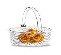 Air Fryer Basket, Steamer Basket, 304 Stainless Steel Mesh Basket For Air Fryer, Air Fry Crisper Basket, Air Fryer Mesh Basket, Air Fryer Accessory 8 Inch Basket With Handle for Air Fryer Oven Steamer